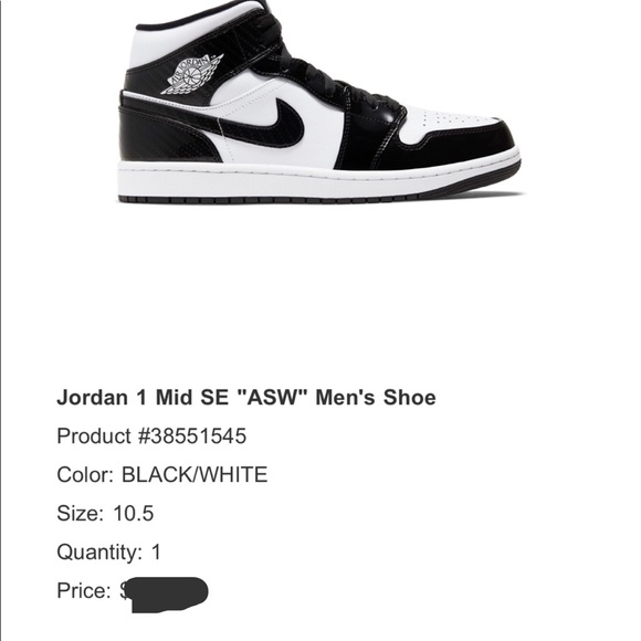 Nike Air Jordan 1 Mid All Star Weekend Black/White - Picture 14 of 15